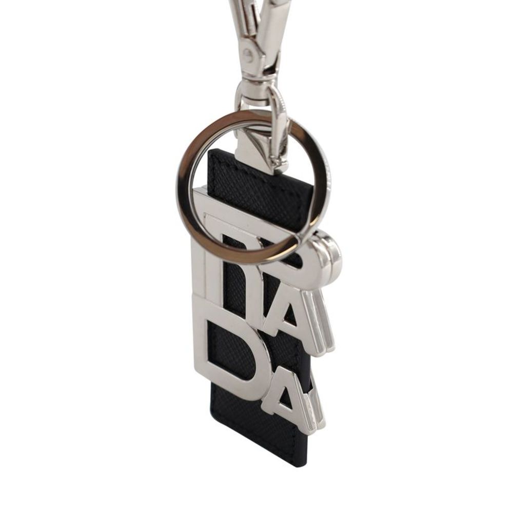 Prada Logo Keychain in Black Saffiano Leather - Picture 6 of 7